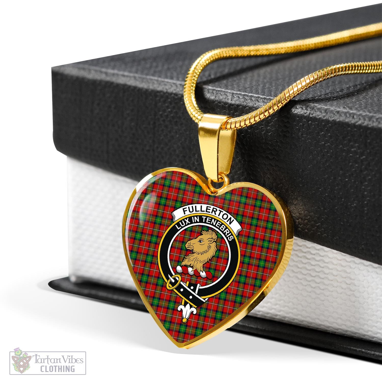 Fullerton Tartan Heart Necklace with Family Crest - Tartan Vibes Clothing