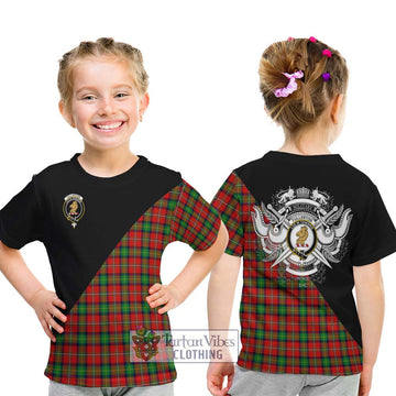 Fullerton Tartan Kid T-Shirt with Family Crest and Military Logo Style - Tartan Vibes Clothing