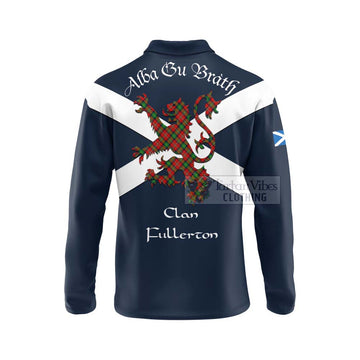 Fullerton Tartan Lion Rampant Long Sleeve Polo Shirt Proudly Display Your Heritage with Alba Gu Brath and Clan Name - Tartan Vibes Clothing