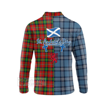 Fullerton Tartan Long Sleeve Polo Shirt Happy St. Andrew's Day Half Tartan Style - Tartan Vibes Clothing