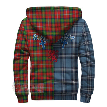 Fullerton Tartan Sherpa Hoodie Happy St. Andrew's Day Half Tartan Style - Tartan Vibes Clothing