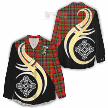 Fullerton Tartan Women's Casual Shirt with Family Crest and Celtic Symbol Style - Tartan Vibes Clothing