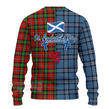 Fullerton Tartan Knitted Sweater Happy St. Andrew's Day Half Tartan Style - Tartan Vibes Clothing