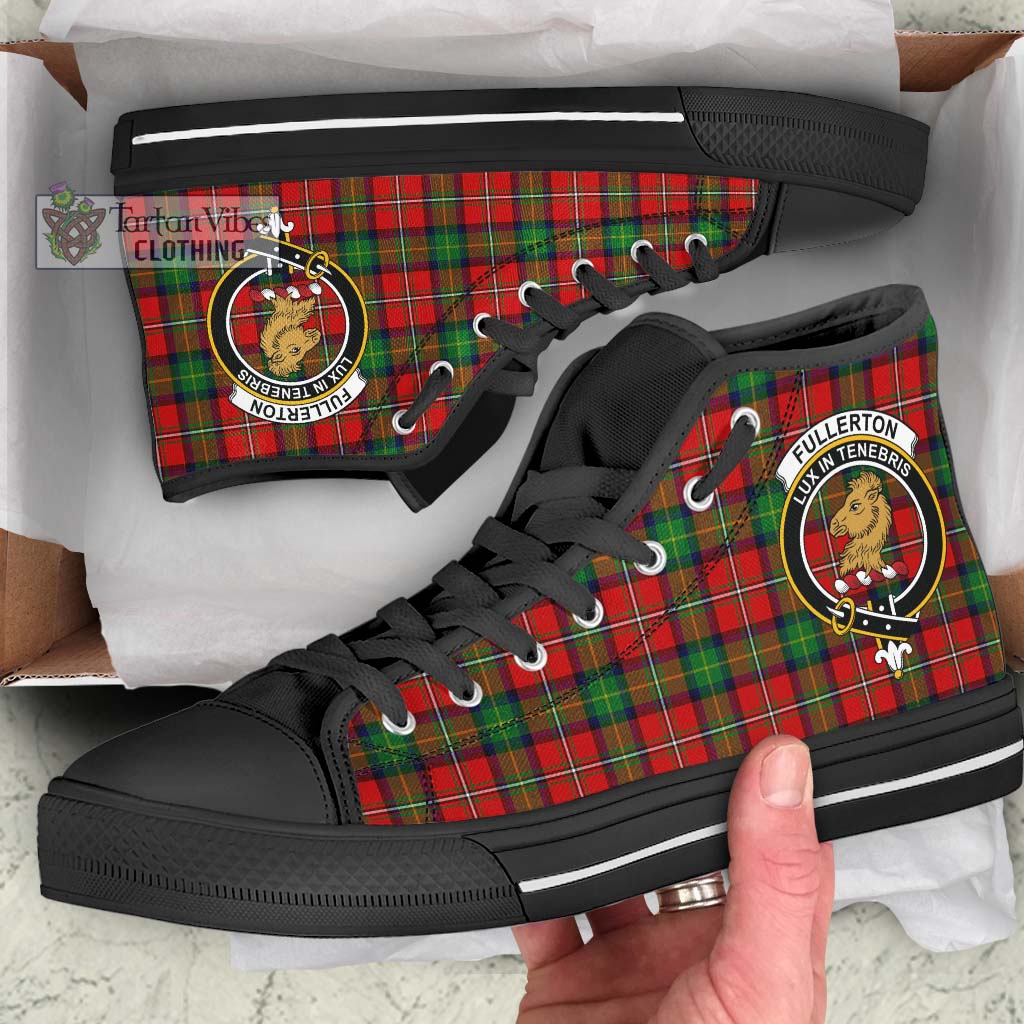 Fullerton Tartan High Top Shoes with Family Crest - Tartan Vibes Clothing