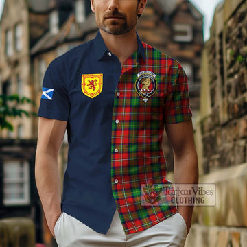 Fullerton Tartan Hawaiian Shirt Alba with Scottish Lion Royal Arm Half Style - Tartan Vibes Clothing