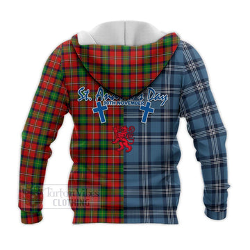 Fullerton Tartan Knitted Hoodie Happy St. Andrew's Day Half Tartan Style - Tartan Vibes Clothing