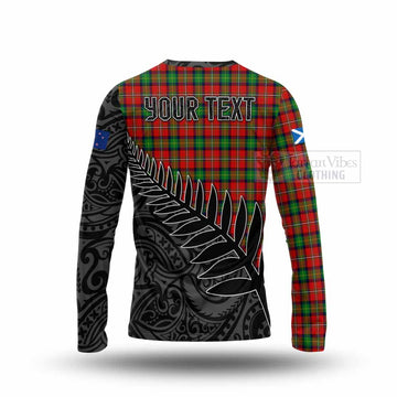 Tartan Vibes Clothing Fullerton Crest Tartan Long Sleeve T-Shirt with New Zealand Silver Fern Half Style