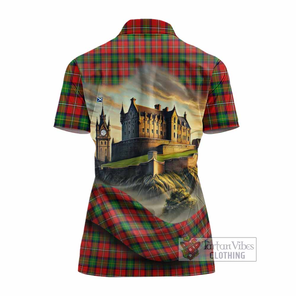 Fullerton Tartan Family Crest Women's Polo Shirt with Scottish Ancient Castle Style - Tartan Vibes Clothing