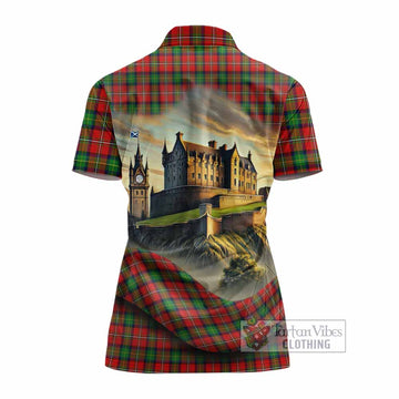 Fullerton Tartan Family Crest Women's Polo Shirt with Scottish Ancient Castle Style - Tartan Vibes Clothing