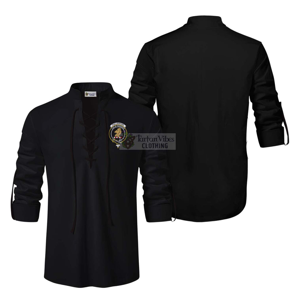 Fullerton Clan Crest Ghillie Kilt Shirt Men Black - 2D-tartanvibesclothing