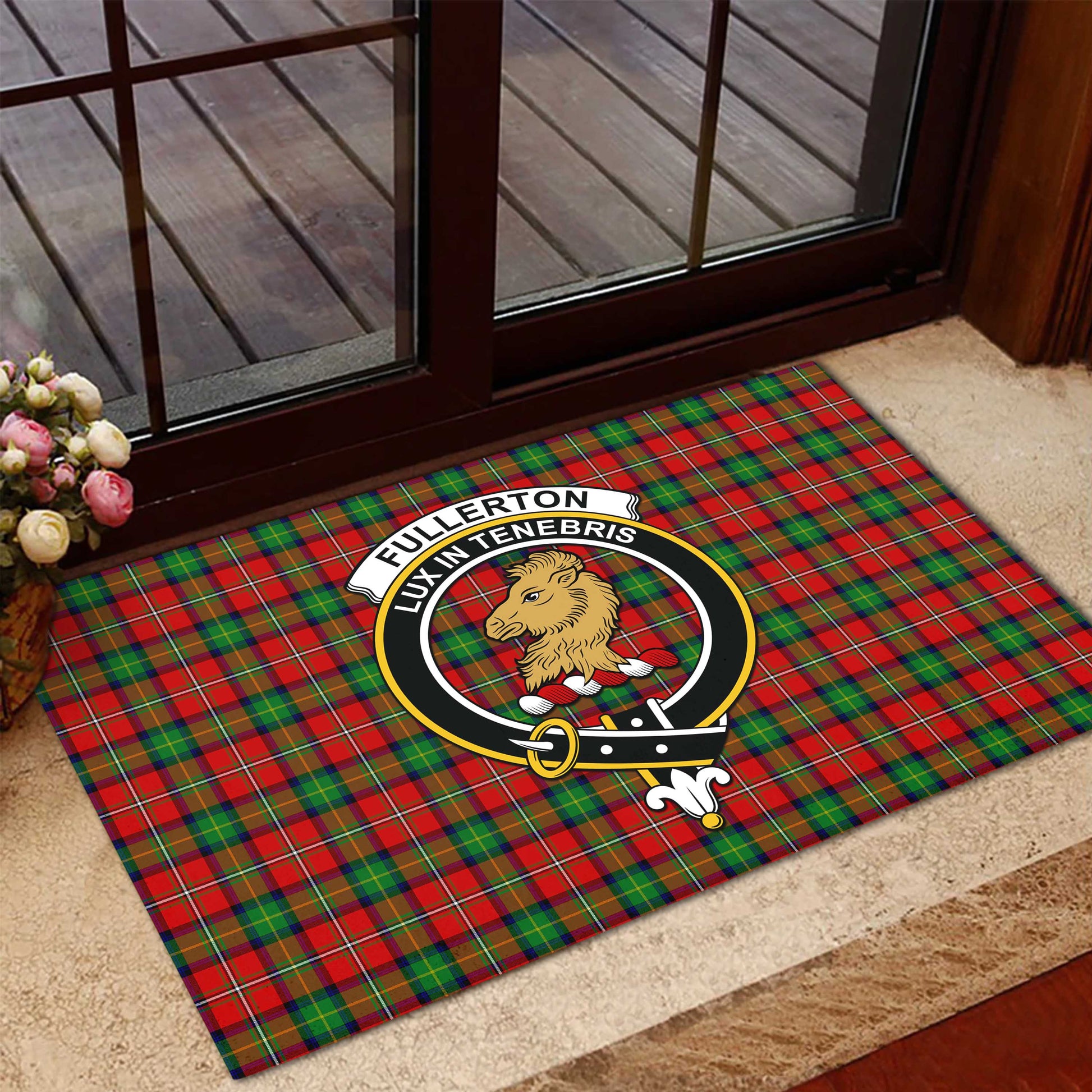 Fullerton Tartan Rubber Doormat with Family Crest - Tartan Vibes Clothing