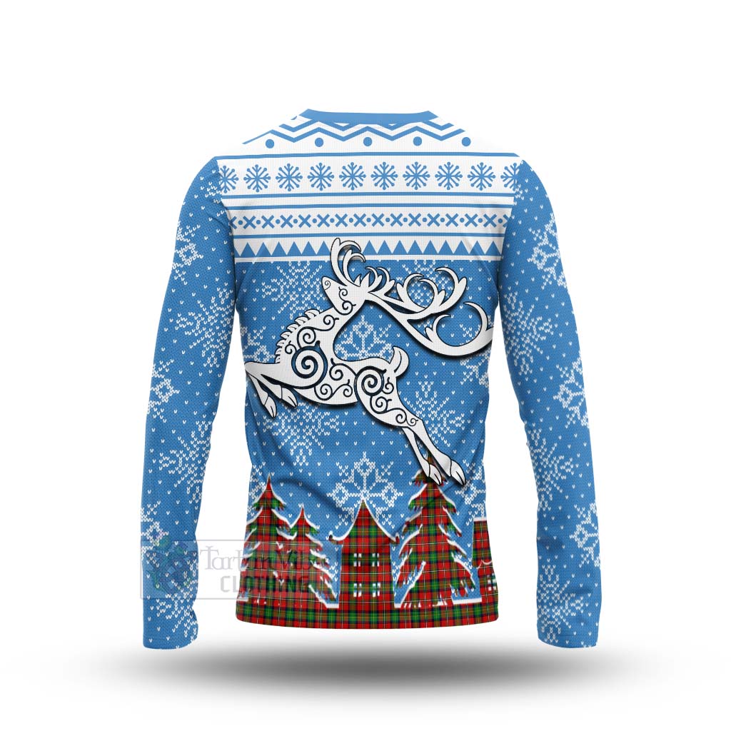 Fullerton Clan Christmas Long Sleeve T-Shirt Celtic Reindeer Style - Tartan Vibes Clothing