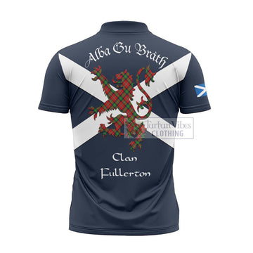 Fullerton Tartan Lion Rampant Zipper Polo Shirt Proudly Display Your Heritage with Alba Gu Brath and Clan Name - Tartan Vibes Clothing