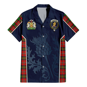 Tartan Vibes Clothing Fullerton Tartan Short Sleeve Button Up Shirt with Family Crest and Scottish Thistle Vibes Sport Style