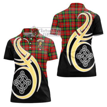 Fullerton Tartan Women's Polo Shirt with Family Crest and Celtic Symbol Style - Tartan Vibes Clothing