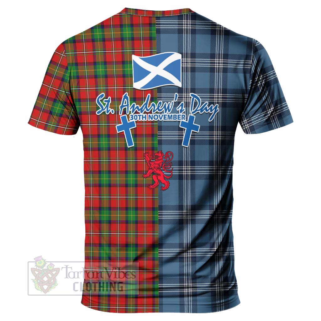 Fullerton Tartan T-Shirt Happy St. Andrew's Day Half Tartan Style - Tartan Vibes Clothing