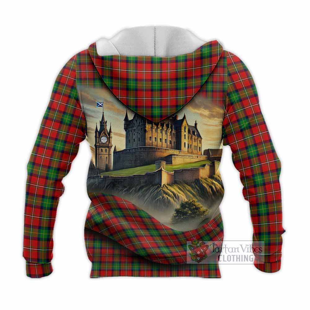Fullerton Tartan Family Crest Knitted Hoodie with Scottish Ancient Castle Style - Tartan Vibes Clothing