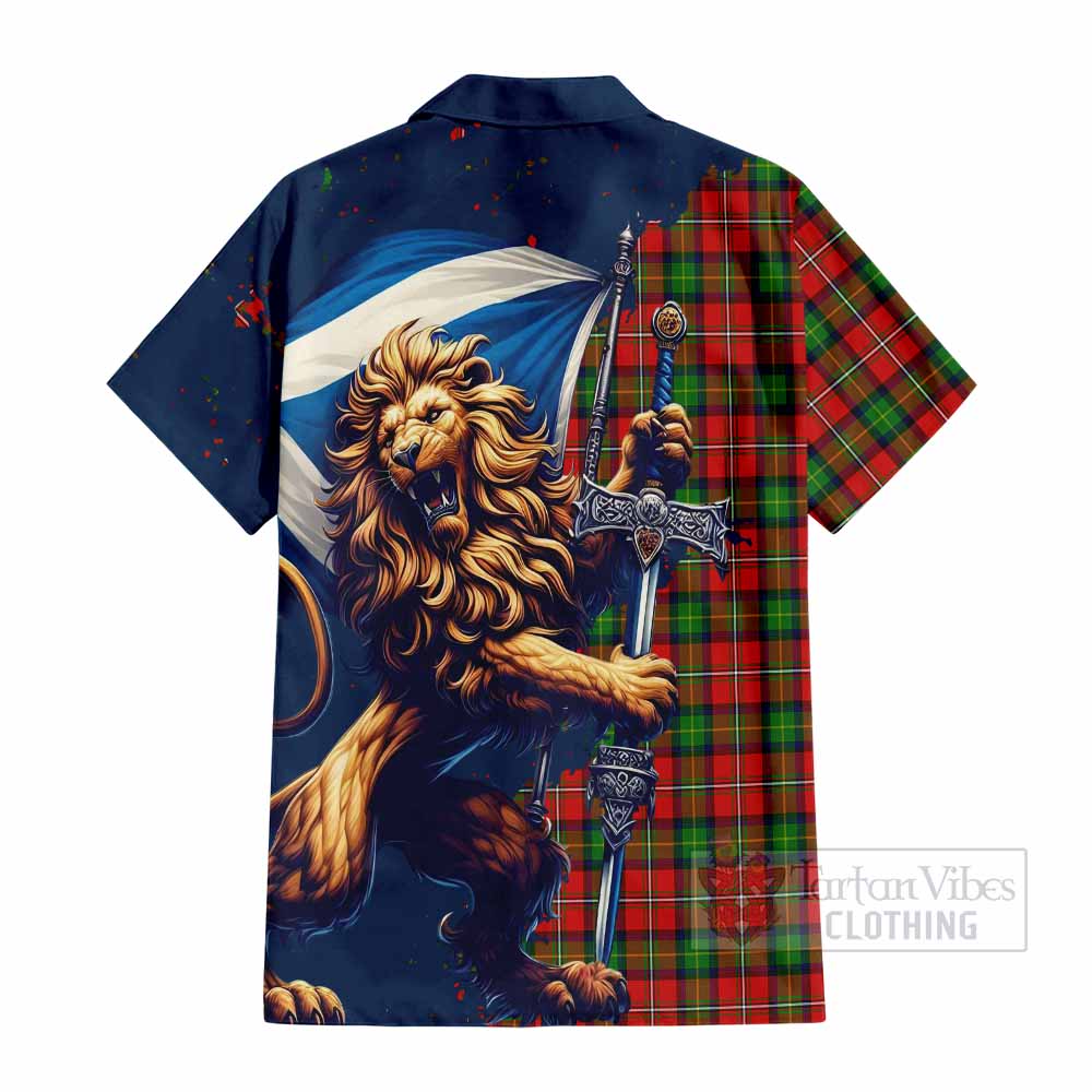 Fullerton Tartan Family Crest Hawaiian Shirt with Scottish Majestic Lion - Tartan Vibes Clothing