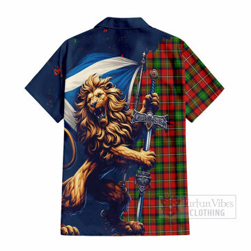 Fullerton Tartan Family Crest Hawaiian Shirt with Scottish Majestic Lion - Tartan Vibes Clothing