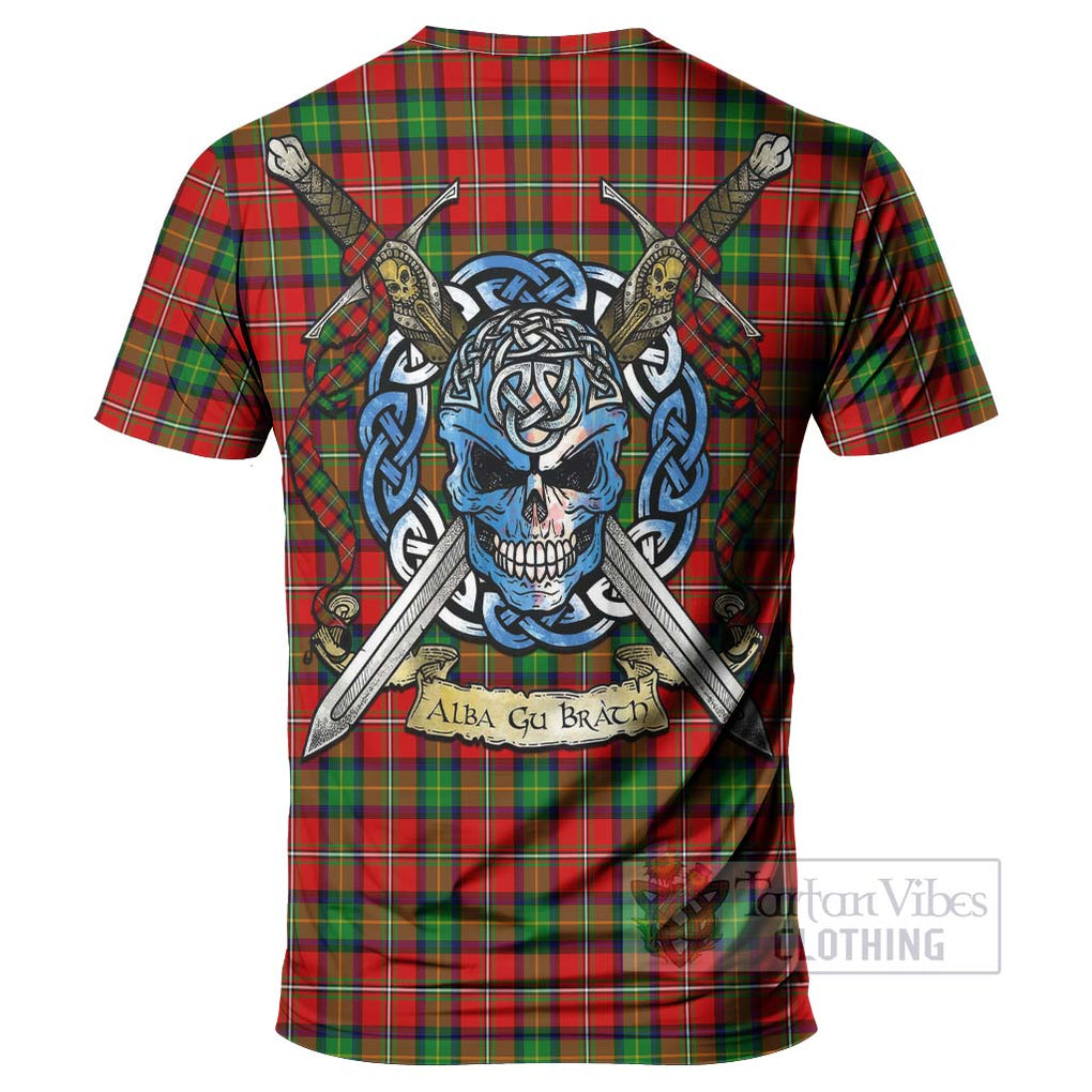 Fullerton Tartan T-Shirt with Family Crest Celtic Skull Style - Tartan Vibes Clothing