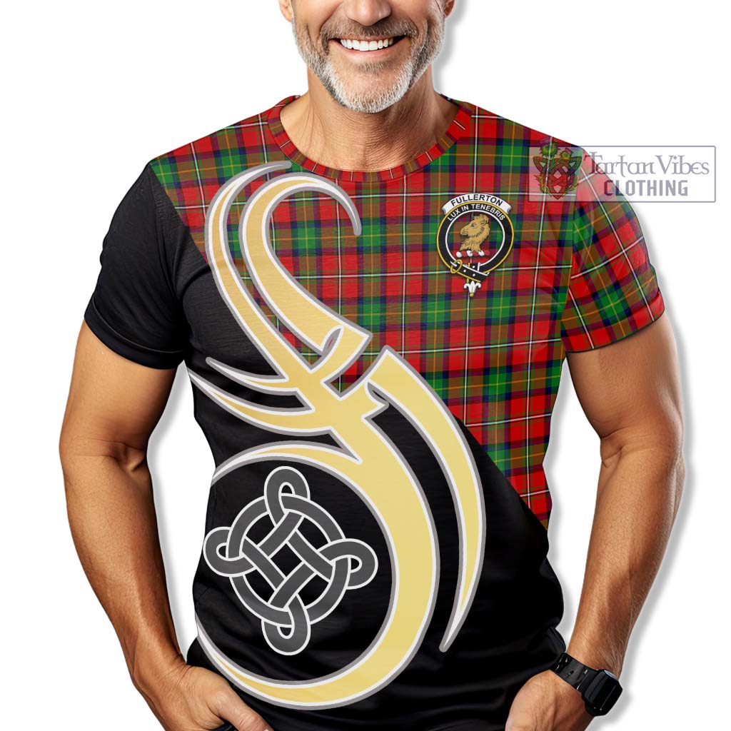 Fullerton Tartan T-Shirt with Family Crest and Celtic Symbol Style - Tartan Vibes Clothing