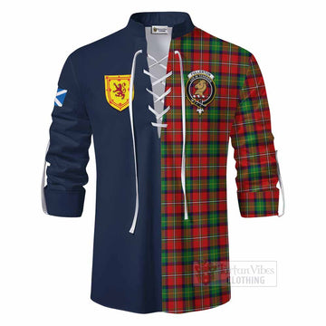 Fullerton Tartan Ghillie Kilt Shirt Alba with Scottish Lion Royal Arm Half Style - Tartan Vibes Clothing
