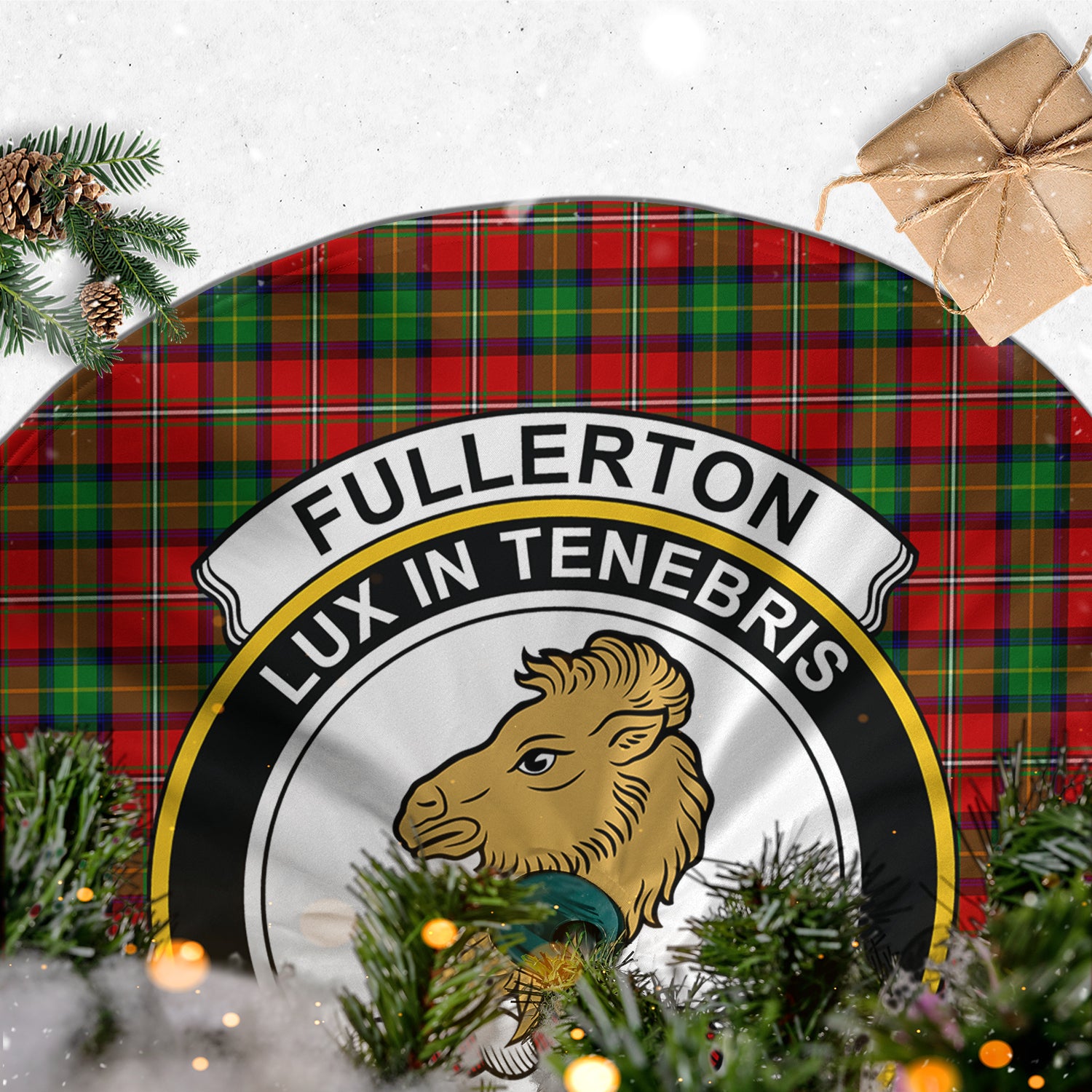 Fullerton Tartan Christmas Tree Skirt with Family Crest - Tartan Vibes Clothing