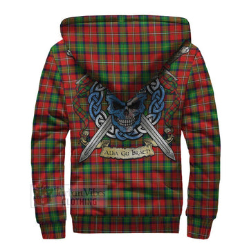 Fullerton Tartan Sherpa Hoodie with Family Crest Celtic Skull Style - Tartan Vibes Clothing