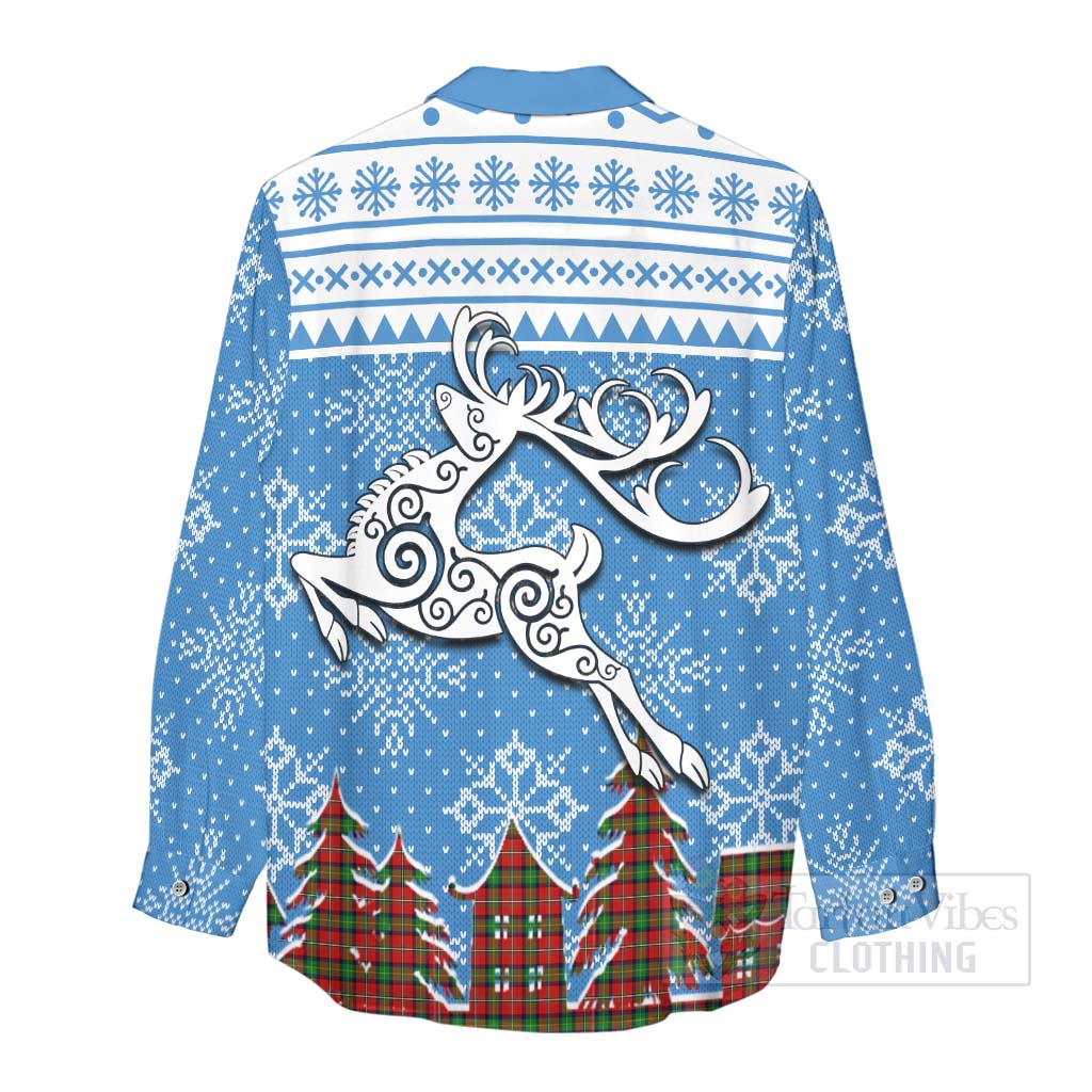 Fullerton Clan Christmas Women's Casual Shirt Celtic Reindeer Style - Tartan Vibes Clothing