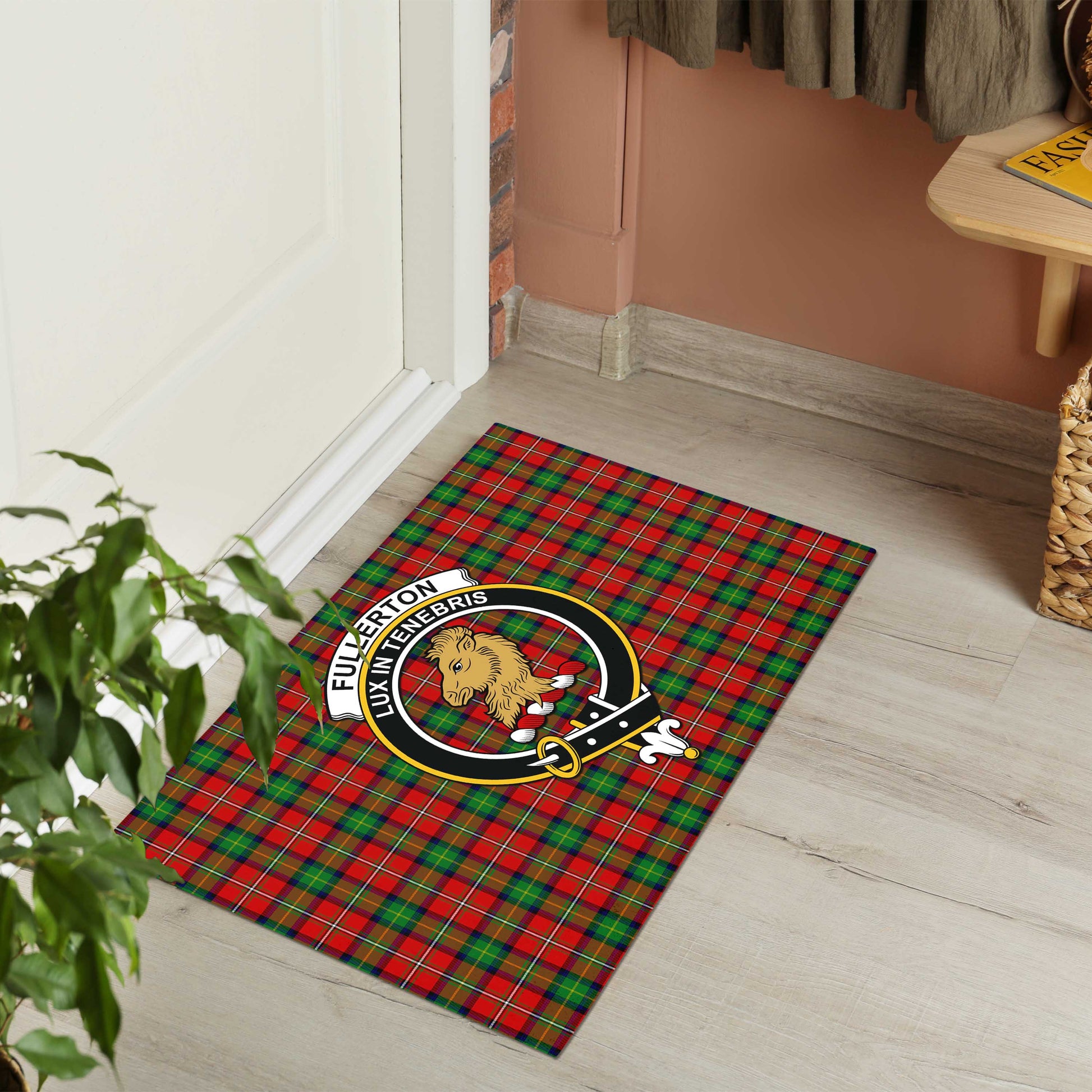 Fullerton Tartan Rubber Doormat with Family Crest - Tartan Vibes Clothing