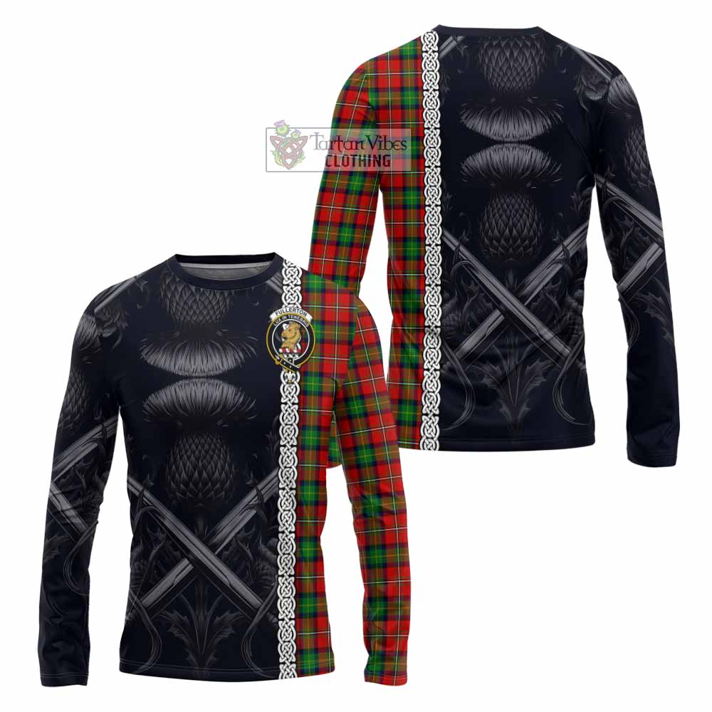 Fullerton Tartan Long Sleeve T-Shirt with Family Crest Cross Sword Thistle Celtic Vibes - Tartan Vibes Clothing
