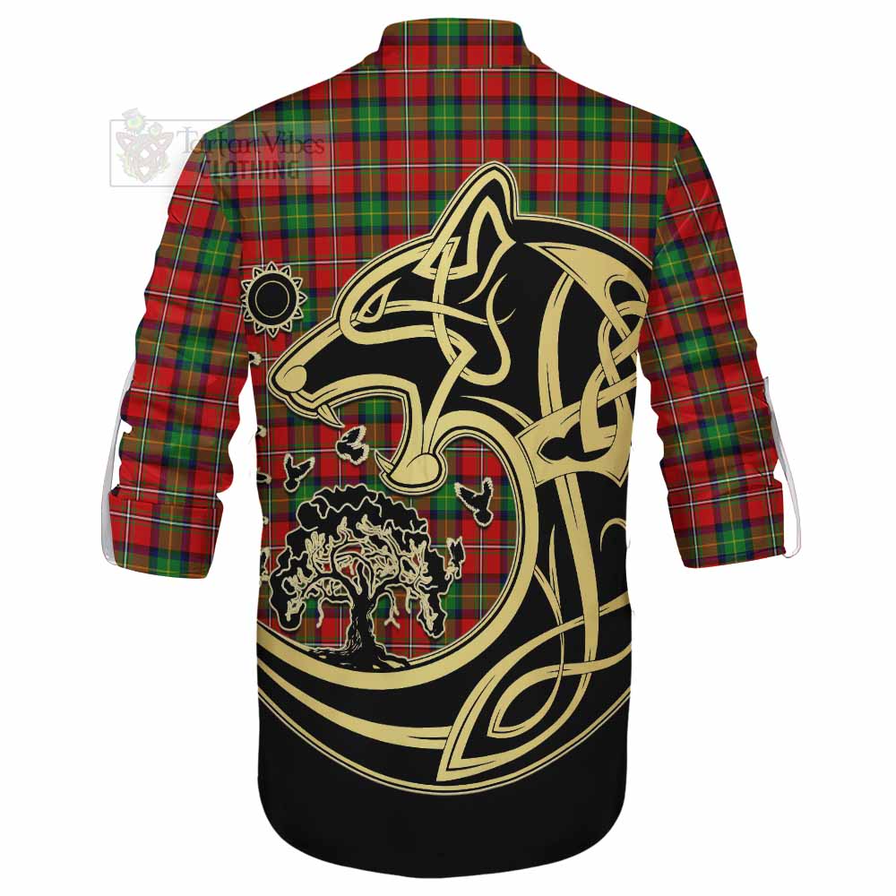 Fullerton Tartan Ghillie Kilt Shirt with Family Crest Celtic Wolf Style - Tartan Vibes Clothing