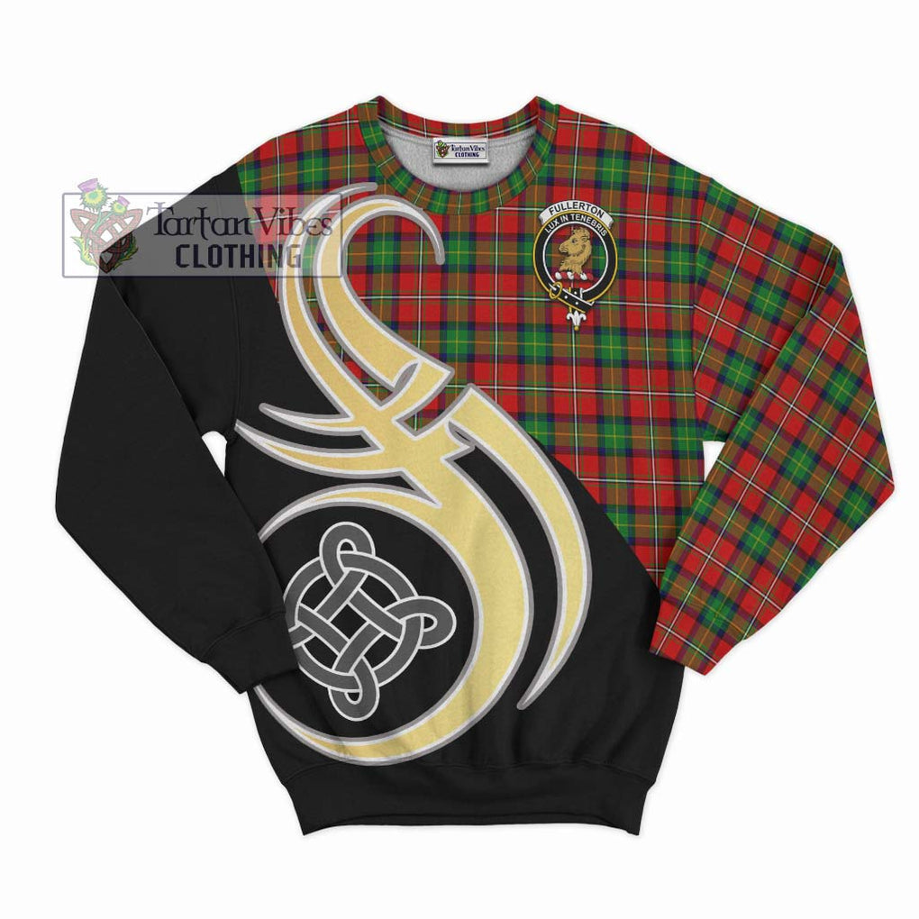 Fullerton Tartan Sweatshirt with Family Crest and Celtic Symbol Style - Tartan Vibes Clothing