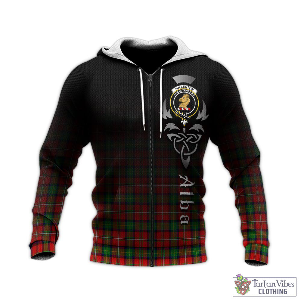 Fullerton Tartan Knitted Hoodie Featuring Alba Gu Brath Family Crest Celtic Inspired - Tartan Vibes Clothing