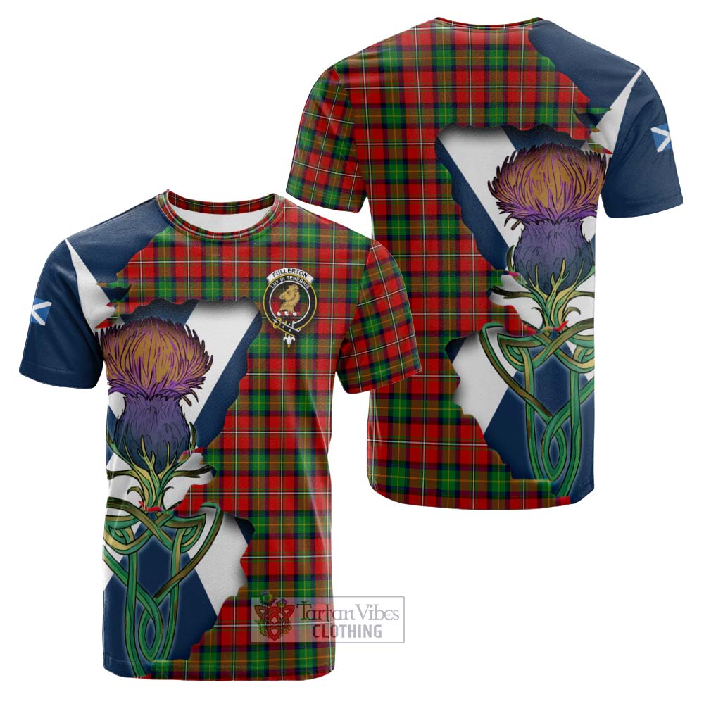 Tartan Vibes Clothing Fullerton Tartan Family Crest Cotton T-shirt Scottish Thistle Celtic Inspired