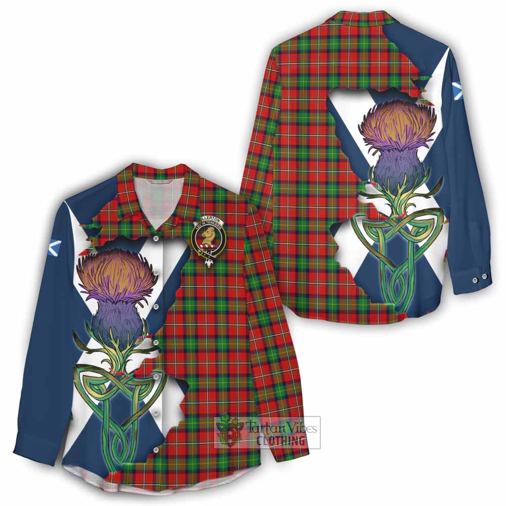 Tartan Vibes Clothing Fullerton Tartan Family Crest Women's Casual Shirt Scottish Thistle Celtic Inspired