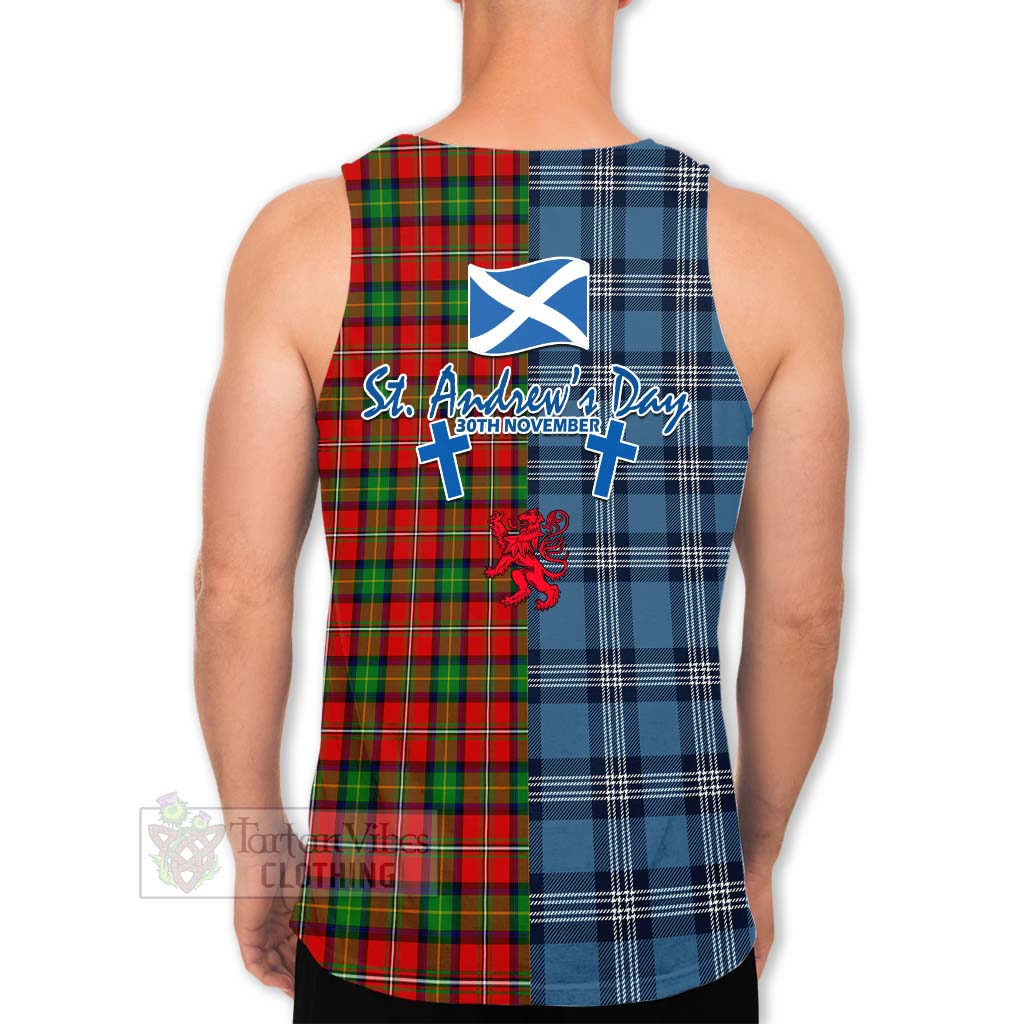 Fullerton Tartan Men's Tank Top Happy St. Andrew's Day Half Tartan Style - Tartan Vibes Clothing