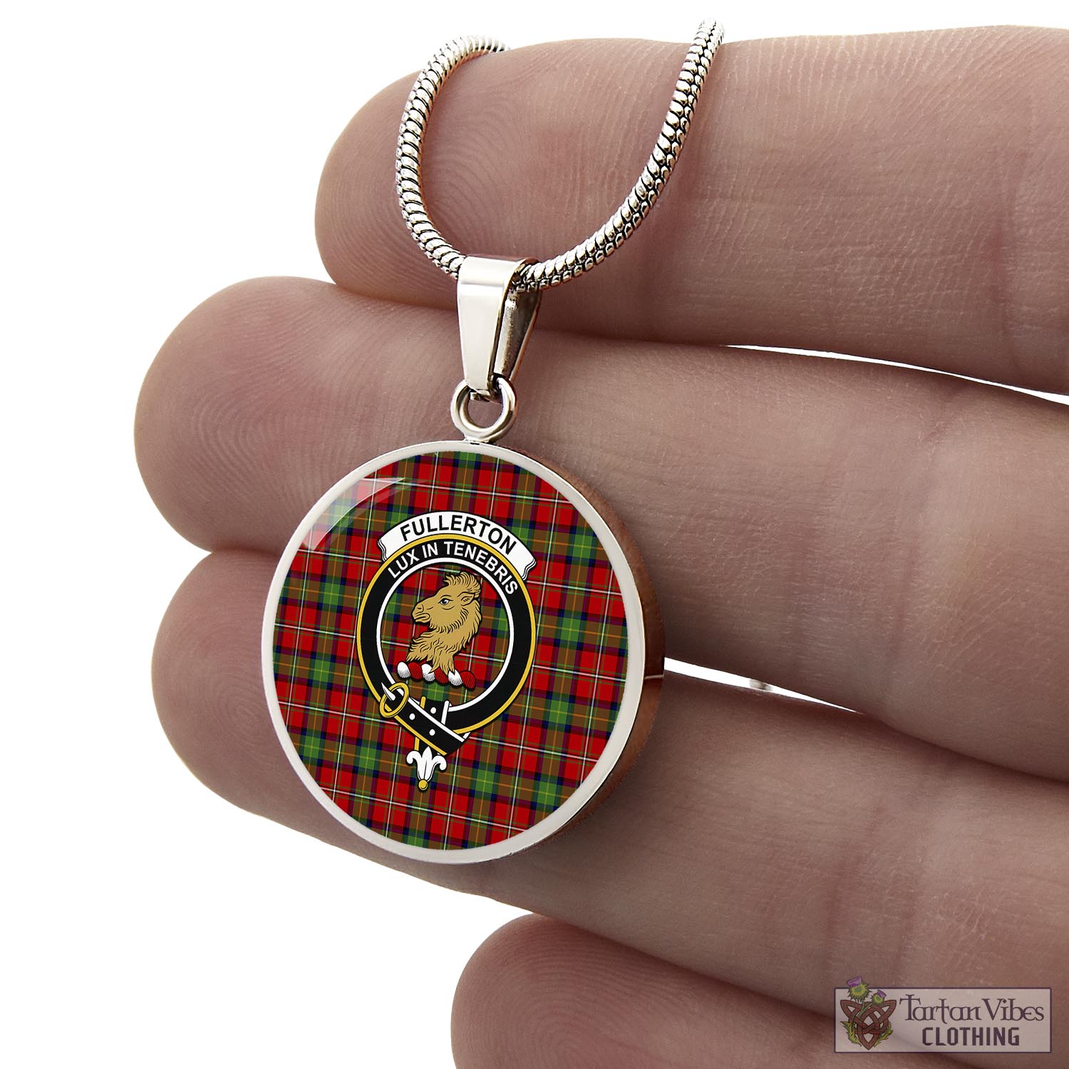 Fullerton Tartan Circle Necklace with Family Crest - Tartan Vibes Clothing