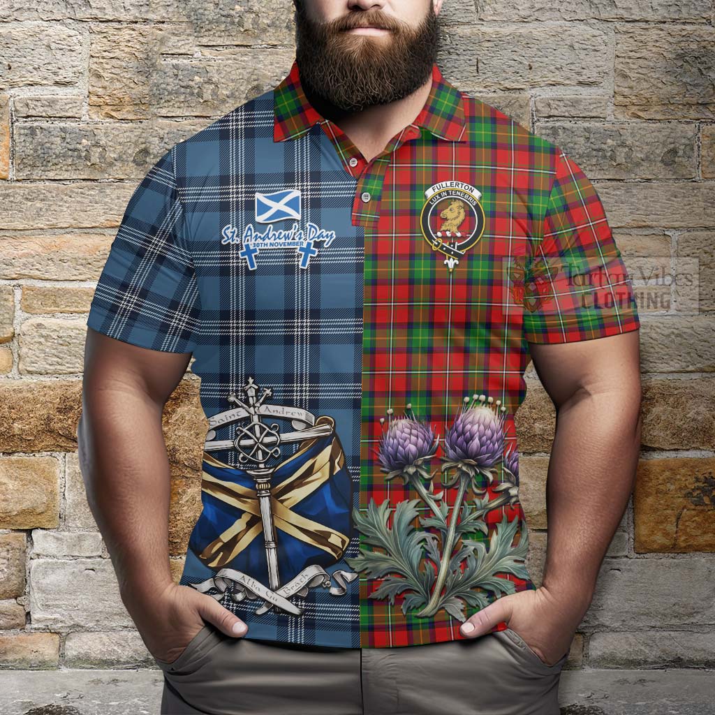 Fullerton Tartan Polo Shirt Happy St. Andrew's Day Half Tartan Style - Tartan Vibes Clothing