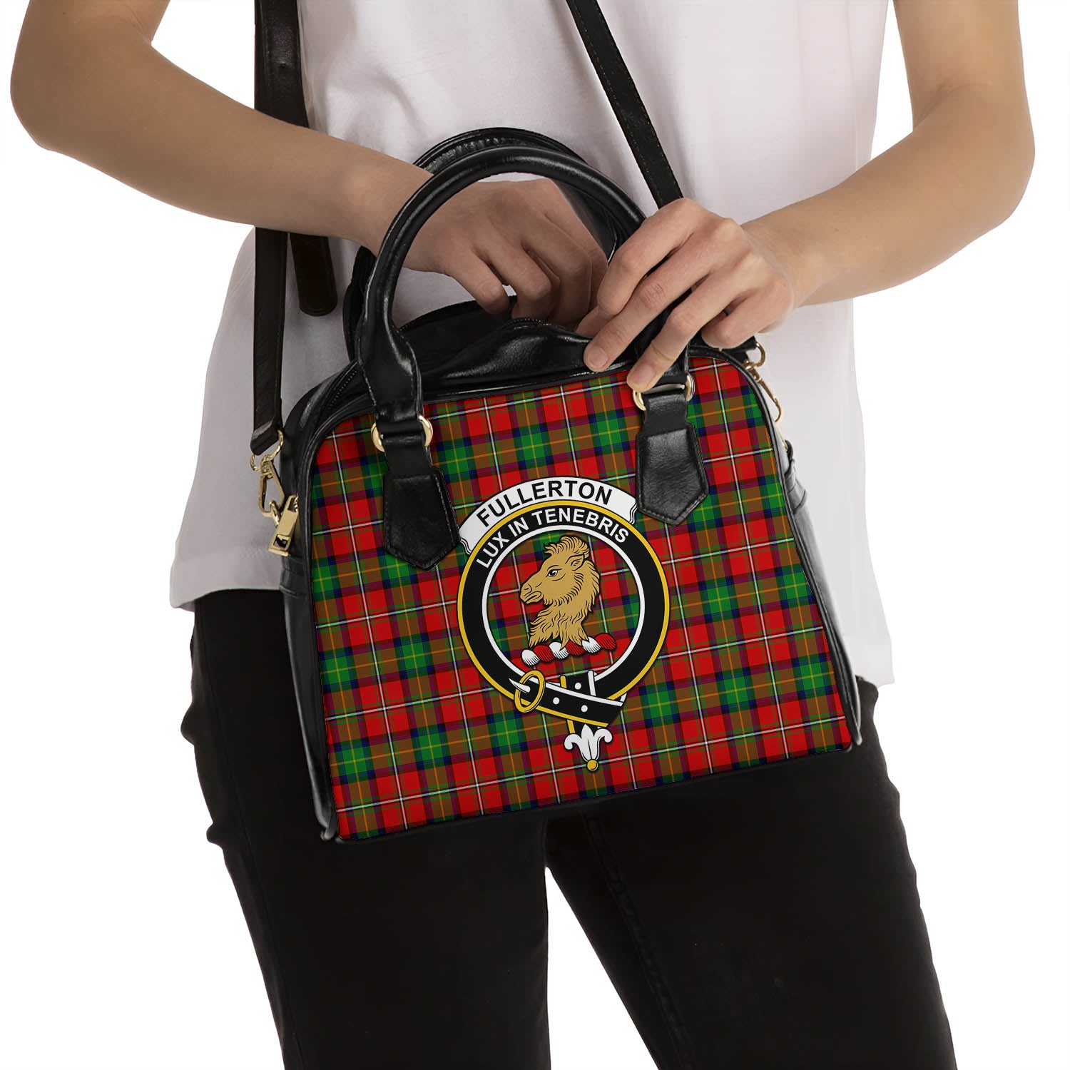 Fullerton Tartan Shoulder Handbags with Family Crest - Tartan Vibes Clothing