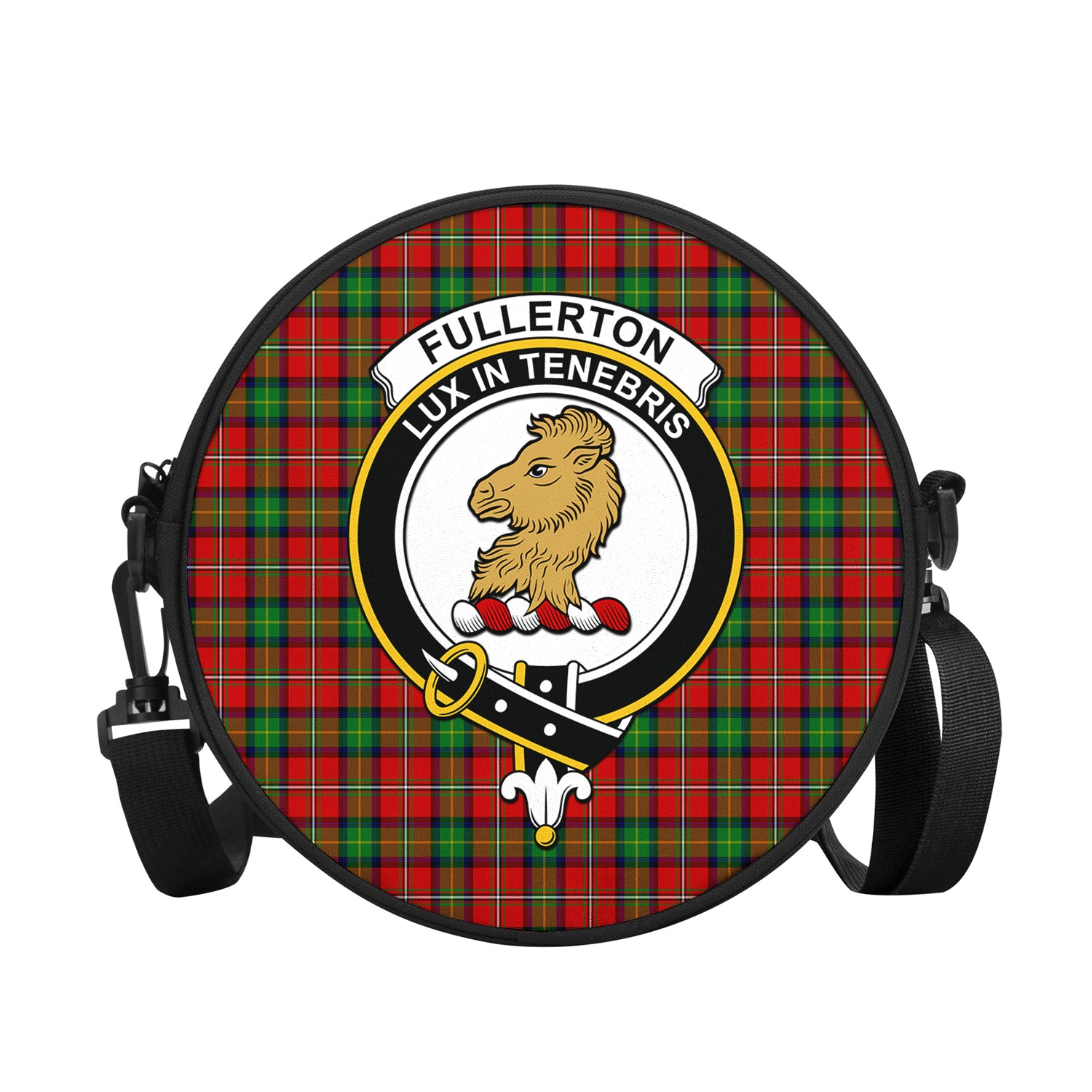 Fullerton Tartan Round Satchel Bags with Family Crest - Tartan Vibes Clothing