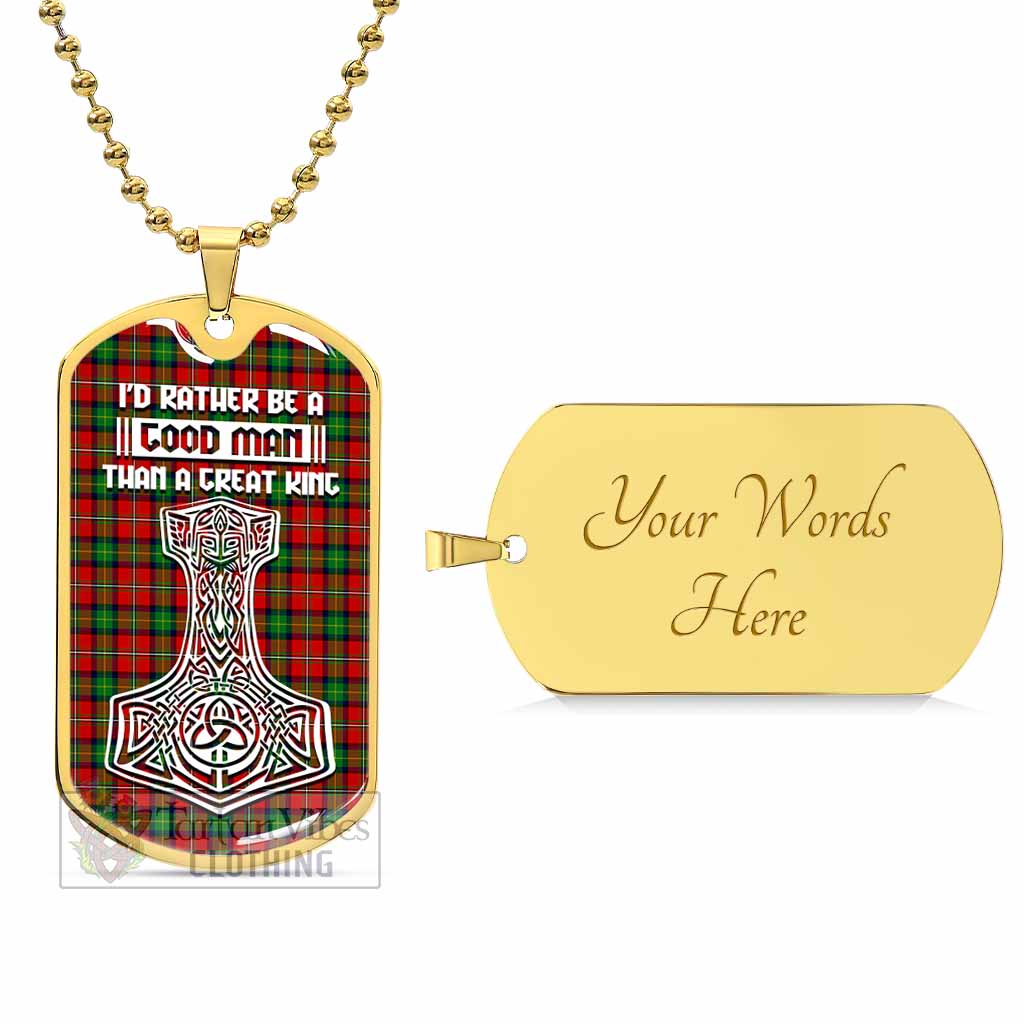 Fullerton Tartan Dog Tag Necklace Viking Mjolnir Style Gold Yes - Tartan Vibes Clothing