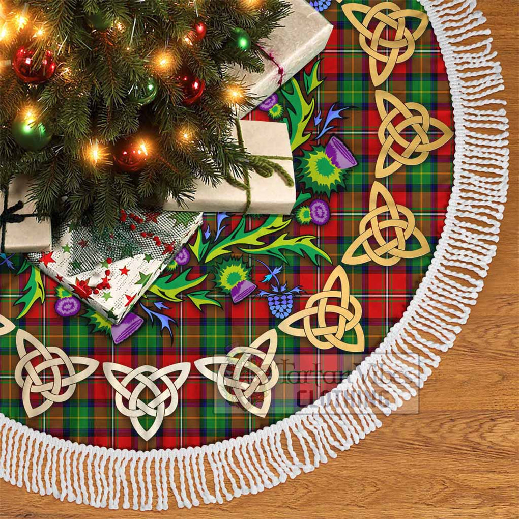 Tartan Vibes Clothing Fullerton Tartan Christmas Tree Skirt with Thistle Celtic Knot Style