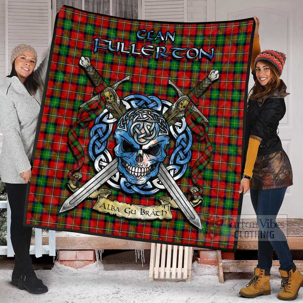Fullerton Tartan Quilt with Celtic Skull Alba Gu Brath Style - Tartan Vibes Clothing