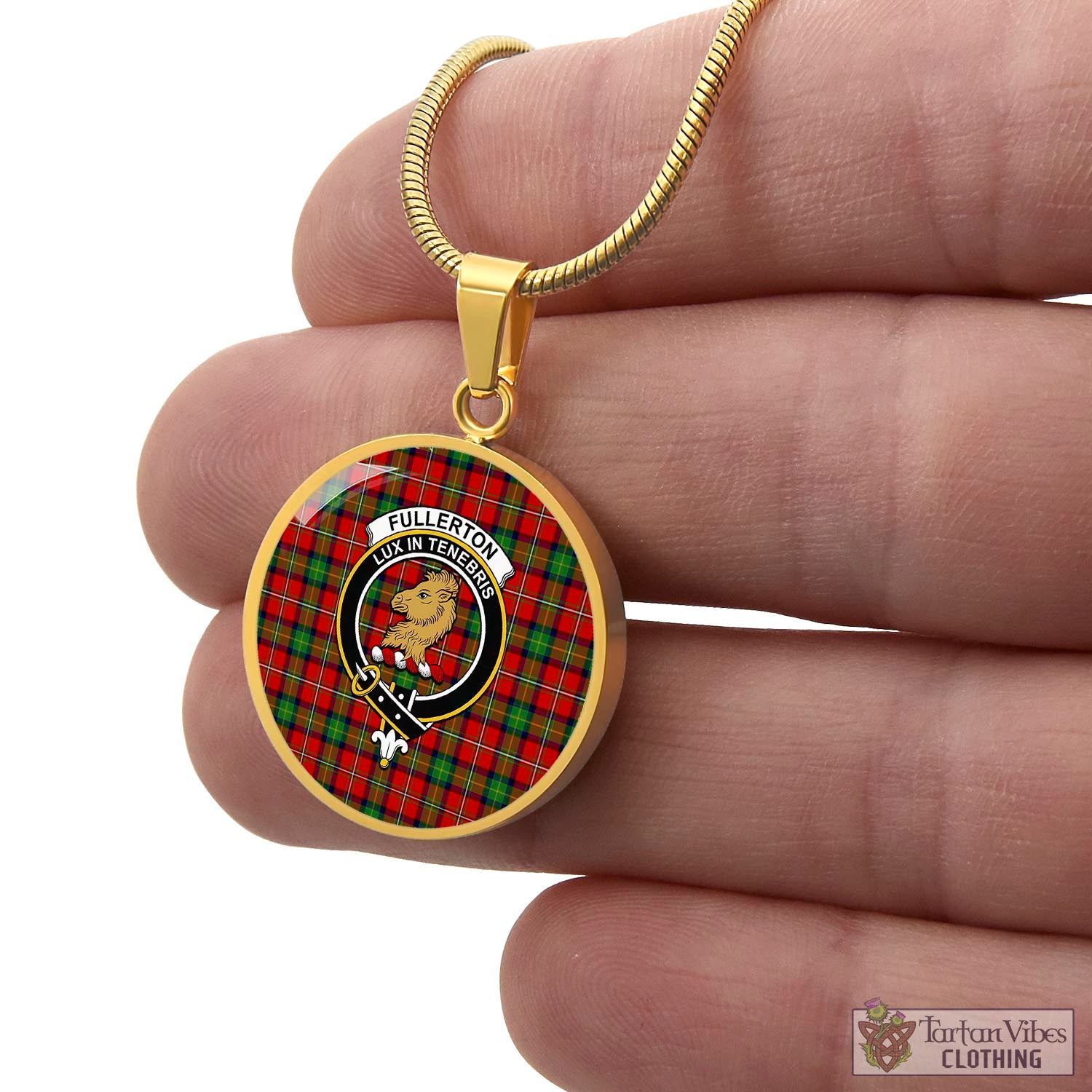 Fullerton Tartan Circle Necklace with Family Crest - Tartan Vibes Clothing