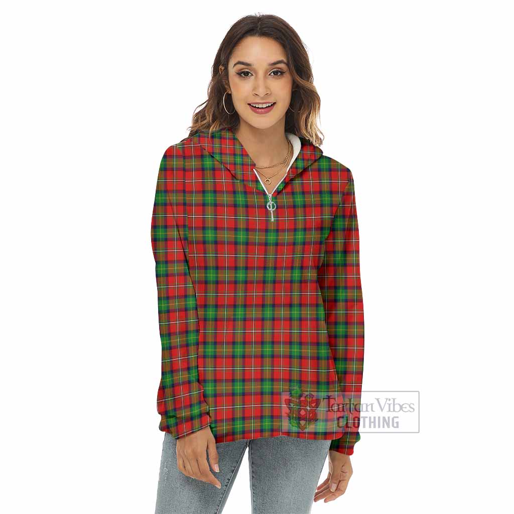 Fullerton Tartan Women's Borg Fleece Hoodie with Half Zip - Tartan Vibes Clothing