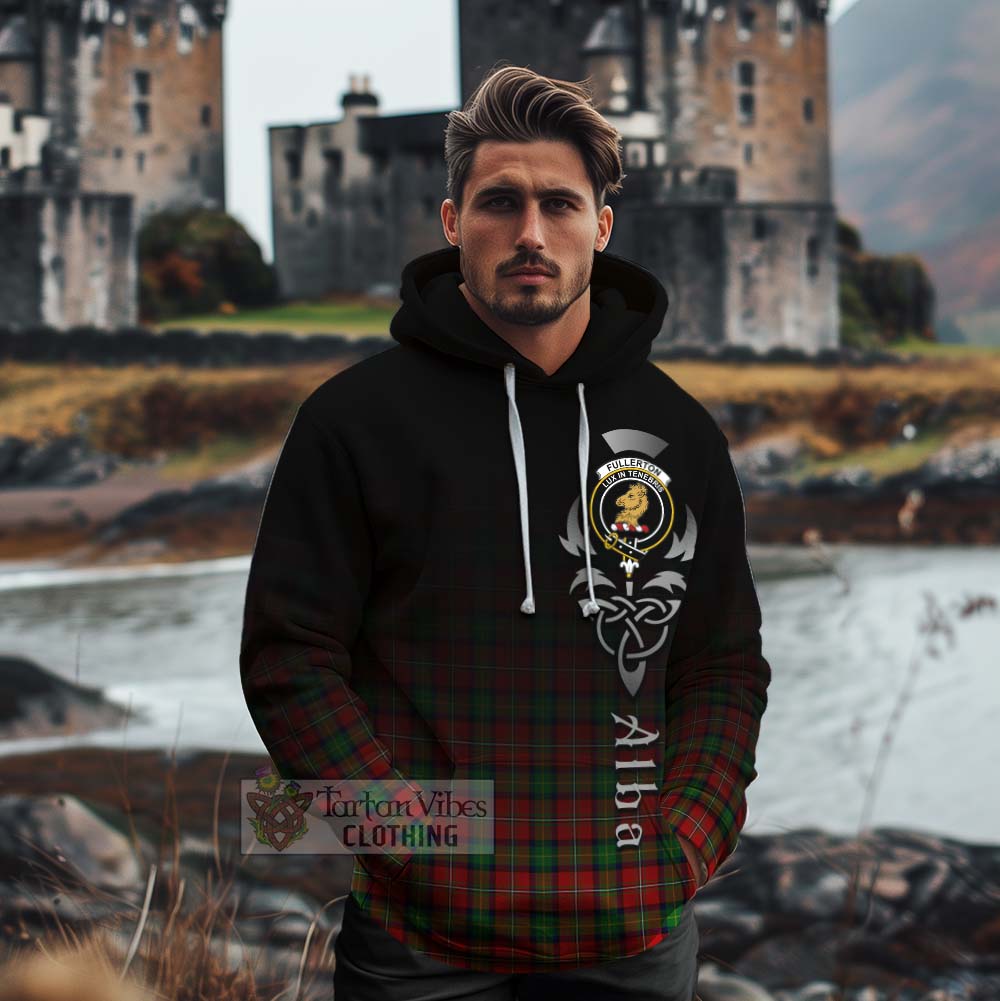 Tartan Vibes Clothing Fullerton Tartan Cotton Hoodie Featuring Alba Gu Brath Family Crest Celtic Inspired