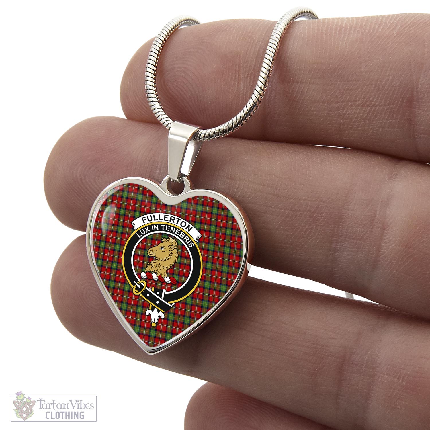Fullerton Tartan Heart Necklace with Family Crest - Tartan Vibes Clothing