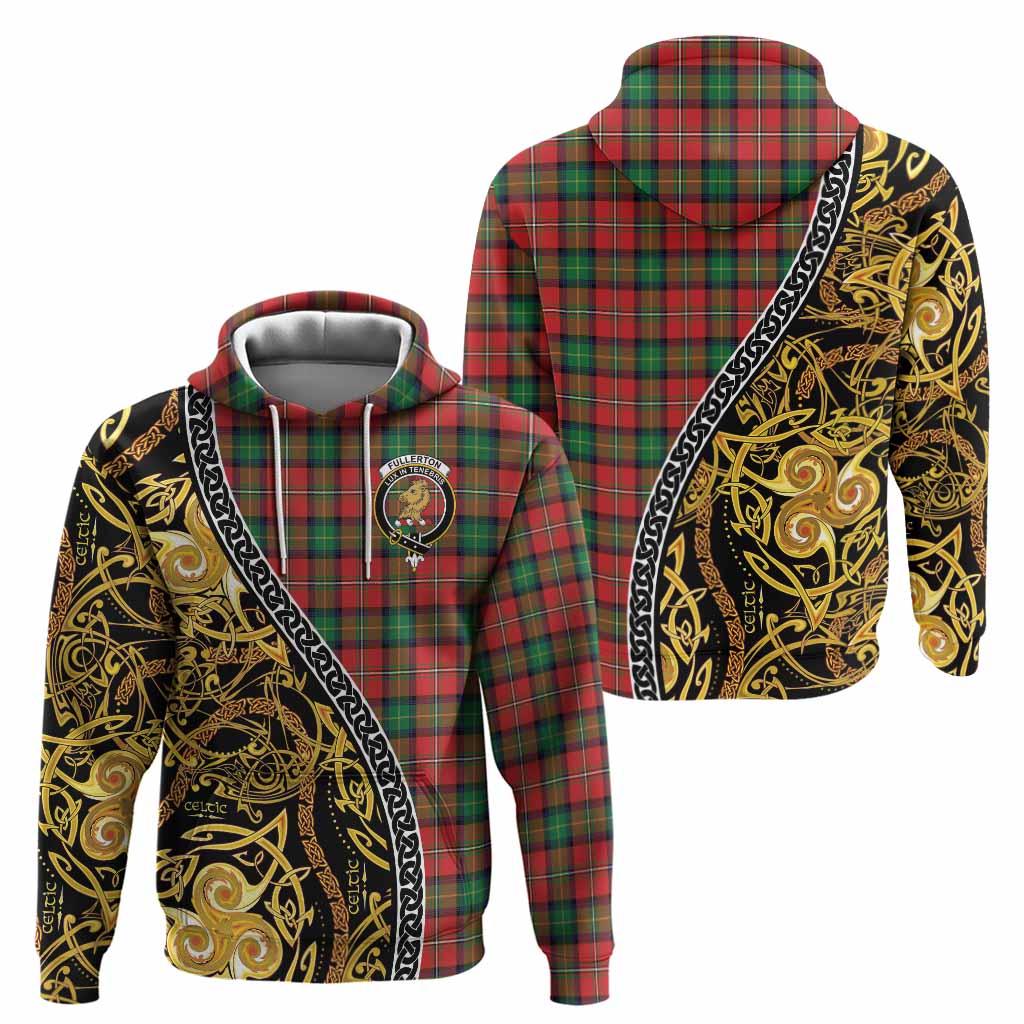 Fullerton Tartan Crest Hoodie Celtic Knot and Triple Trickle Spiral Symbols
