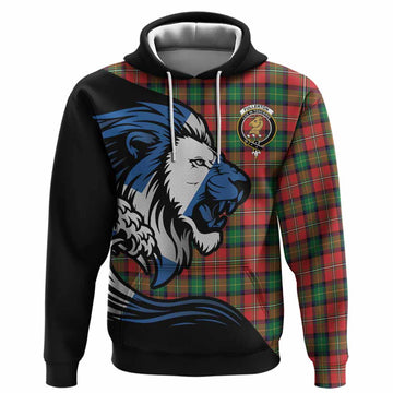 Fullerton Tartan Crest Hoodie Scottish Golden Lions Wave Flow
